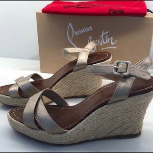 Christian Louboutin Metalic Gold Wedge Sandals.